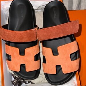 Hermes Chypre Rose Bois De Santal sandals size W38.5